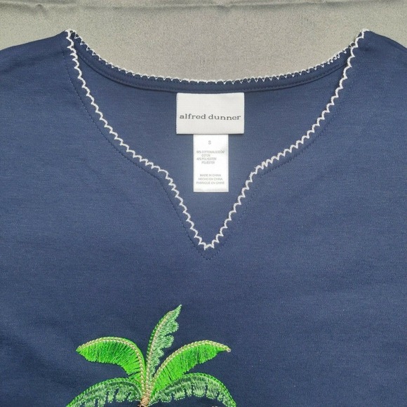 Alfred Dunner Woman Small Island Hopping Palm Beach Embellished Blouse NEW - Picture 4 of 11